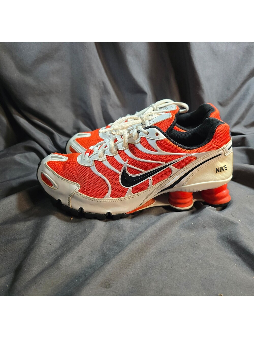Nike ID Shox Womens Size 9 Black White Orange Custom Running Shoes 326907